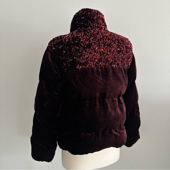 Maeve Anthropologie Vera Sequined Velvet Puffer Jacket Small - Picture 3 of 16